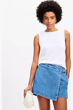 LOFT Petite Denim Mini Skort in