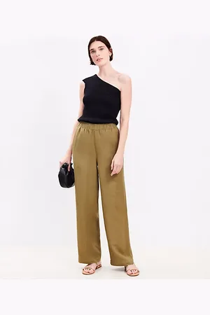 LOFT Pull On Straight Pants in Linen Blend