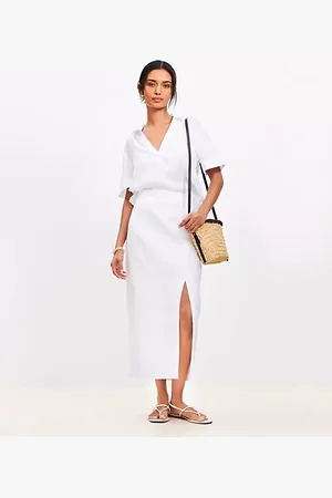LOFT Linen Column Maxi Skirt