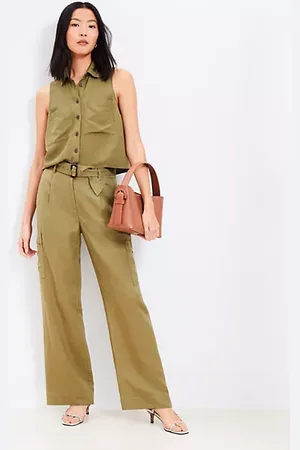 LOFT Tall Drapey Cargo Pants in Linen Blend