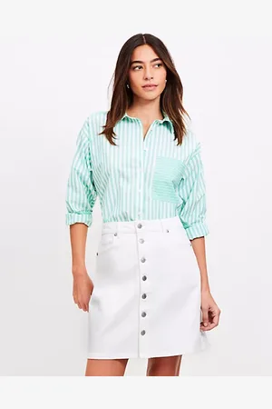 LOFT Button Denim Mini Skirt in
