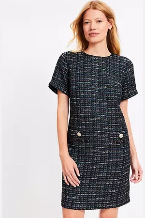 LOFT Metallic Tweed Fringe Pocket Mini Dress