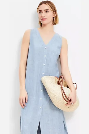 LOFT Petite Linen Vest Midi Dress