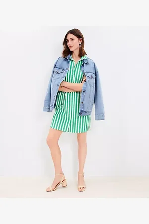 LOFT Petite Striped Cap Sleeve Mini Shirtdress