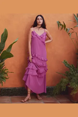 LOFT Petite Ruffle Strappy Maxi Dress