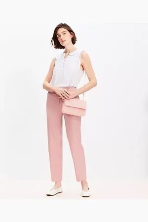 LOFT Petite Darted Straight Pants in Twill