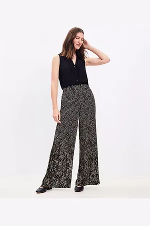 LOFT Fluid Pull On Wide Leg Pants in Dot