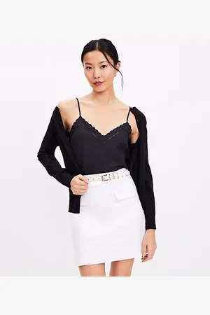 LOFT Flap Trim Cotton Linen Mini Skirt