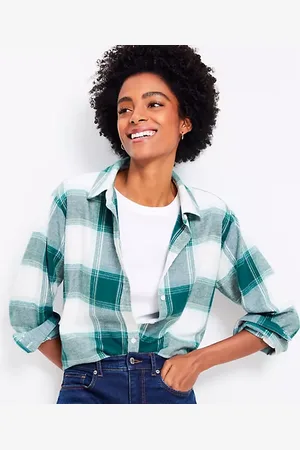LOFT Plaid Angled Cuff Everyday Tunic Shirt