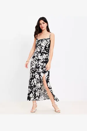 LOFT Gardenia Button Strappy Bias Midi Dress