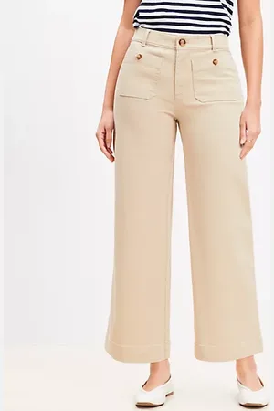 LOFT Petite Curvy Palmer Wide Leg Crop Pants in Twill