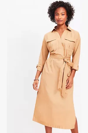 LOFT Belted Pocket Midi Shirtdress