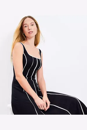 LOFT Seamed Linen Blend Midi Dress