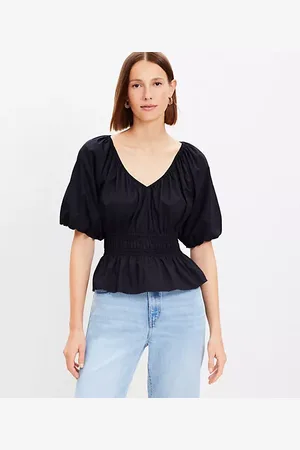 LOFT Gathered Waist V-Neck Blouse