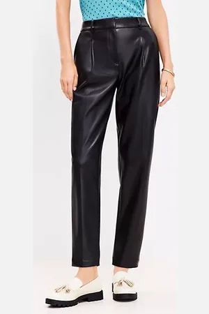LOFT Pleated Tapered Pants in Faux Leather