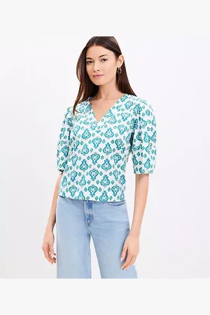 LOFT Petite Floral Medallion Bell Sleeve Blouse