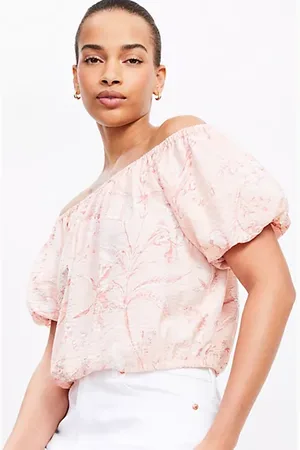 LOFT Bird Toile Off The Shoulder Bubble Top