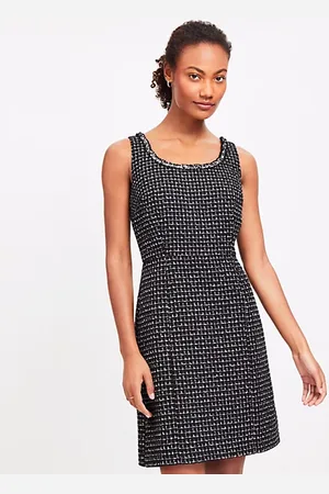 LOFT Metallic Tweed Mini Flare Dress