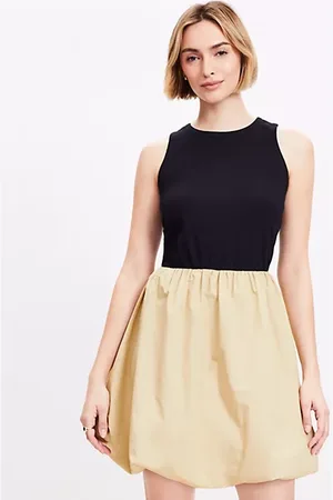 LOFT Mixed Media Bubble Hem Mini Dress