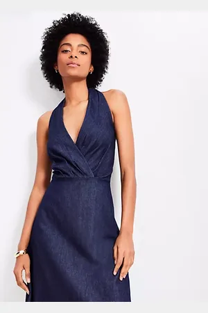 LOFT Chambray Midi Halter Dress