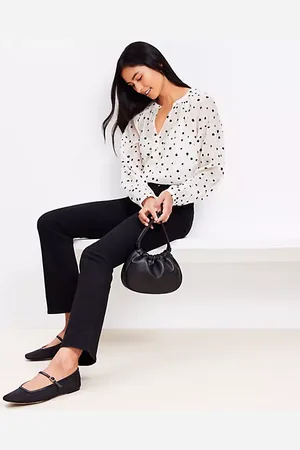 LOFT Petite Flocked Cutaway Blouse
