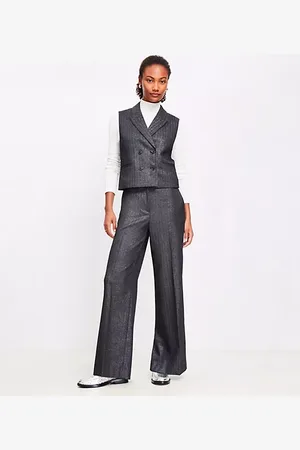 LOFT Petite Clean Wide Leg Pants in Shimmer Herringbone