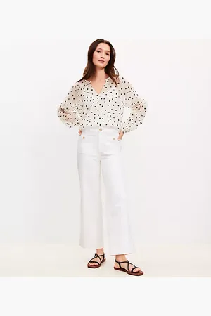 LOFT Petite Palmer Wide Leg Crop Pants in Twill