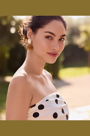 LOFT Dotted Ruched Strapless Top