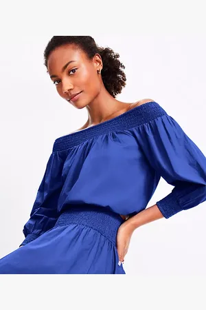 LOFT Beach Poplin Smocked Off The Shoulder Top
