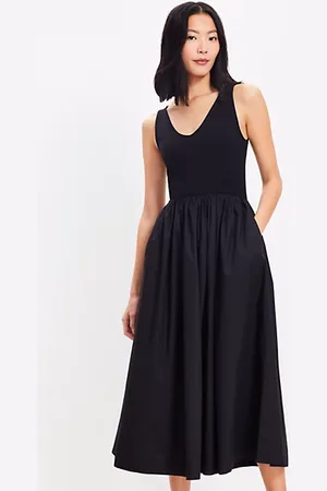 LOFT Mixed Media Midi Pocket Dress