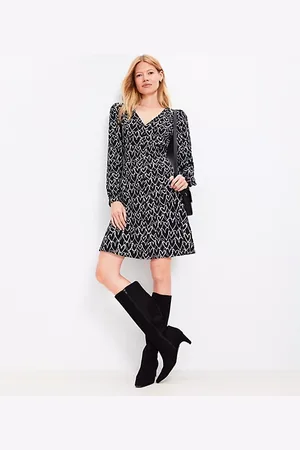 LOFT Heart V-Neck Mini Flare Dress