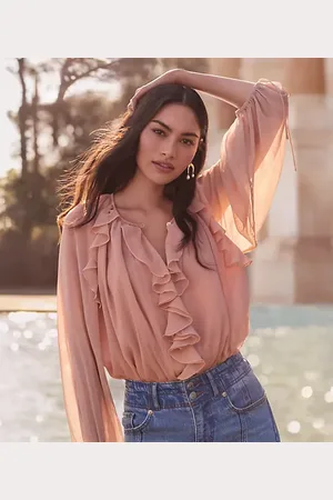 LOFT Chiffon Ruffle Tie Cuff Blouse