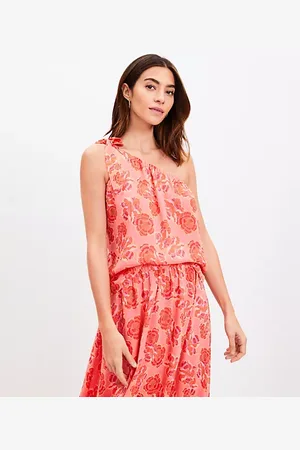 LOFT Textured Floral Tie Strap Off The Shoulder Top