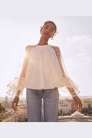 LOFT Chantilly Lace Flare Sleeve Blouse