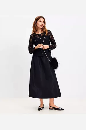LOFT Taffeta Pull On Midi Pocket Skirt