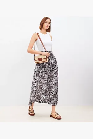 LOFT Coral Reef Poplin Smocked Maxi Skirt