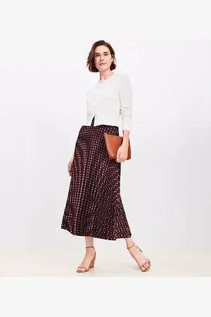LOFT Bow Pleated Midi Skirt