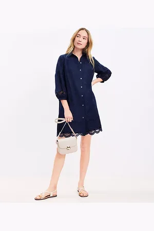 LOFT Petite Eyelet Mini Shirtdress