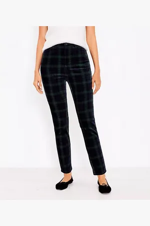 LOFT Curvy Plaid Velvet Skinny Pants
