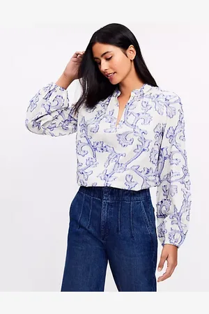 LOFT Petite Vine Jacquard V-Neck Blouse