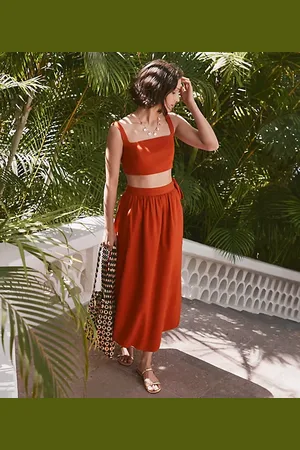 LOFT Beach Linen Cotton Maxi Wrap Skirt