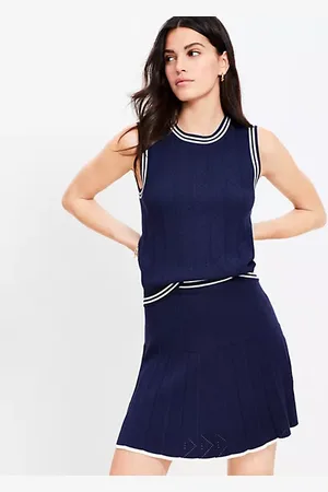 LOFT Petite Pointelle Pleated Mini Sweater Skirt