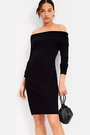 LOFT Ribbed Off The Shoulder Mini Sweater Dress