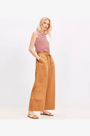 LOFT Petite Breezy Wide Leg Ankle Pants in Twill