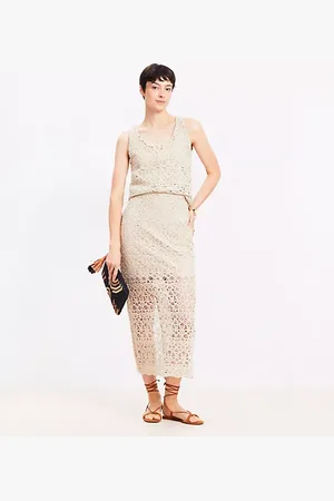 LOFT Scalloped Crochet Midi Skirt