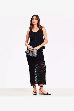 LOFT Scalloped Crochet Midi Skirt