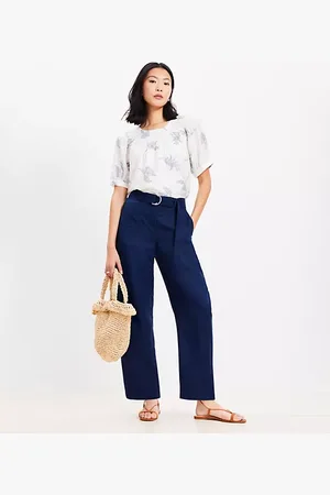LOFT Belted Barrel Pants