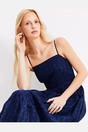 LOFT Eyelet Flounce Strappy Maxi Dress