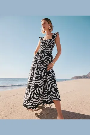 LOFT Petite Beach Sunny Poplin Ruffle Strap Maxi Pocket Dress