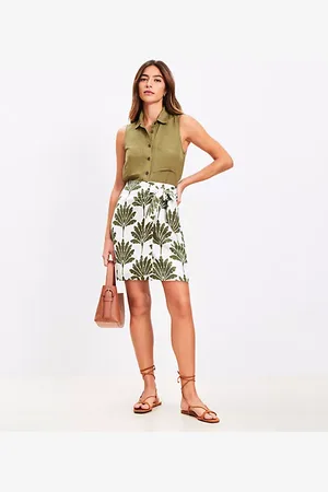 LOFT Tall Palm Linen Blend Mini Wrap Skirt